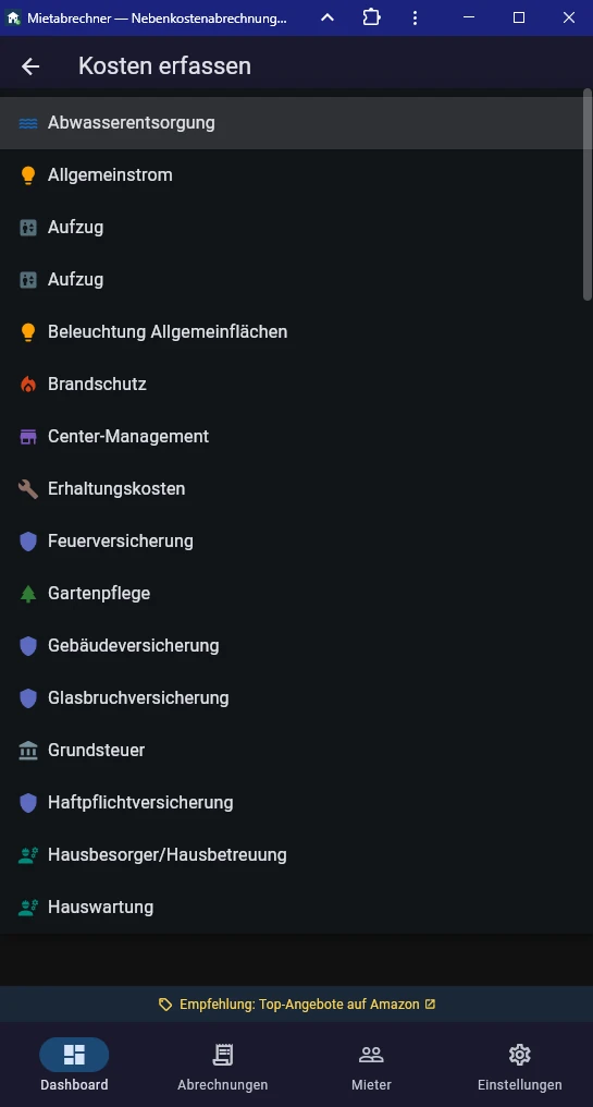 Screenshot Beleg zur Kostenposition hinzufügen
