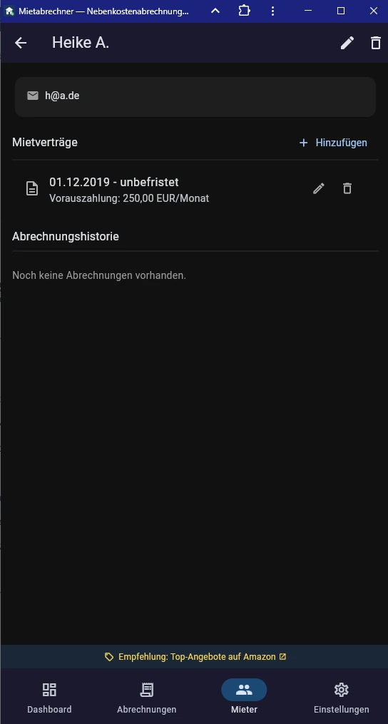 Screenshot Mieter anlegen Formular