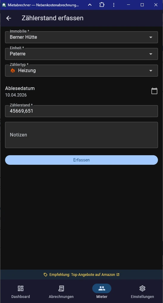 Screenshot Zählerstand-Details